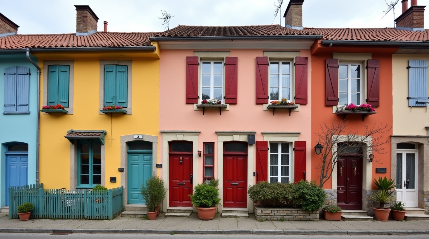 Collage de façades distinctives de villes en H