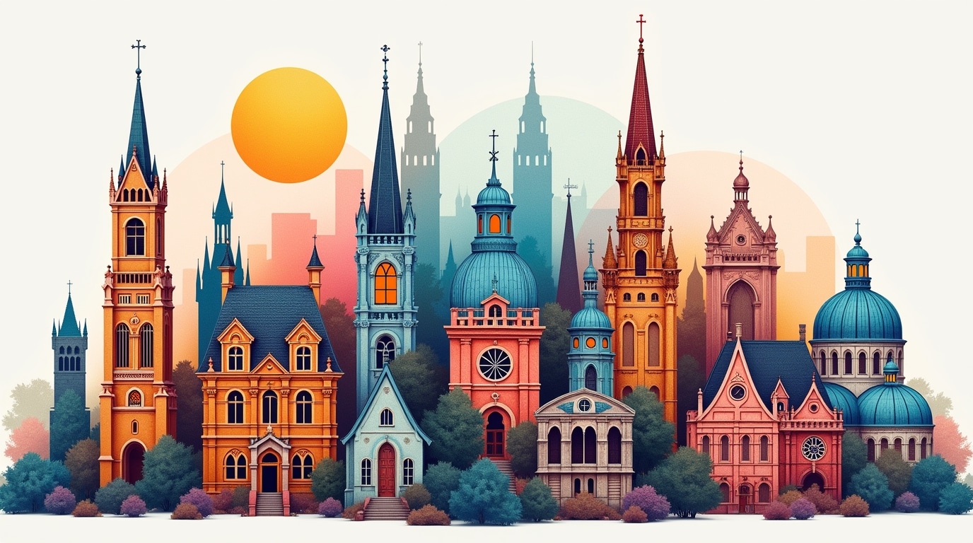 Collage architectural des villes commençant par 'R'