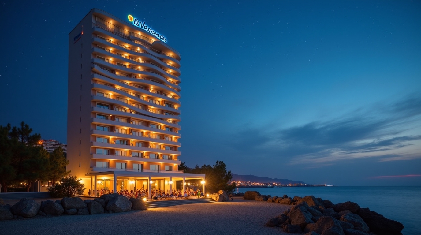 Hôtel d'Iris Vacances au crépuscule, touristes se détendant