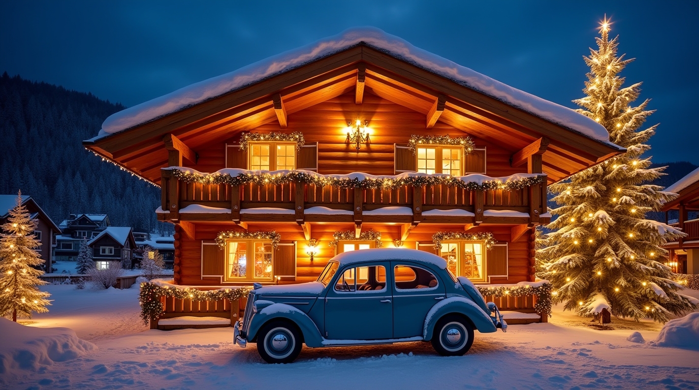 Voyage organisé, autocar devant un chalet du marché de Noël à Strasbourg